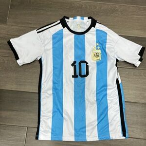 Kids Blue and White Striped Soccer Jersey